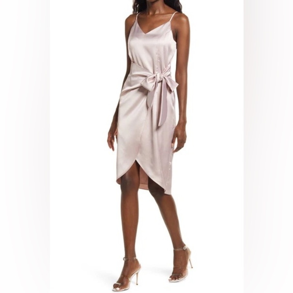 Chelsea28 Satin Wrap Slipdress in Pink Hero NWT size xs